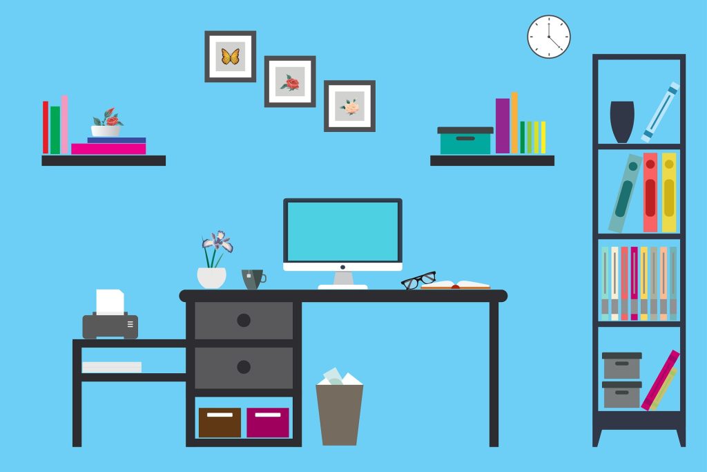 es ist ein Arbeitszimmer zu sehen